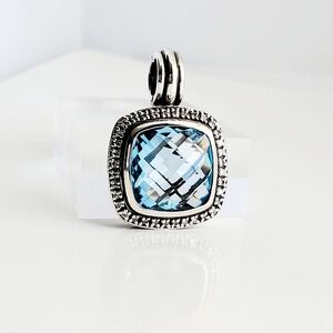David Yurman 14mm Albion Blue Topaz & Diamond Pendant